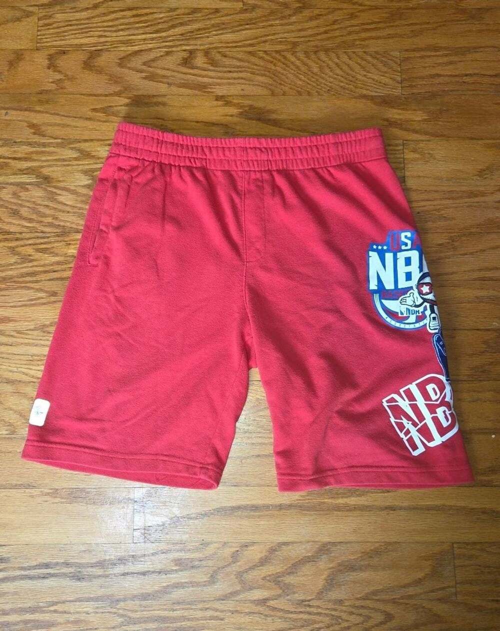 USA NBA Men's Red Basketball Logo Shorts Athletic Cotton Size Large